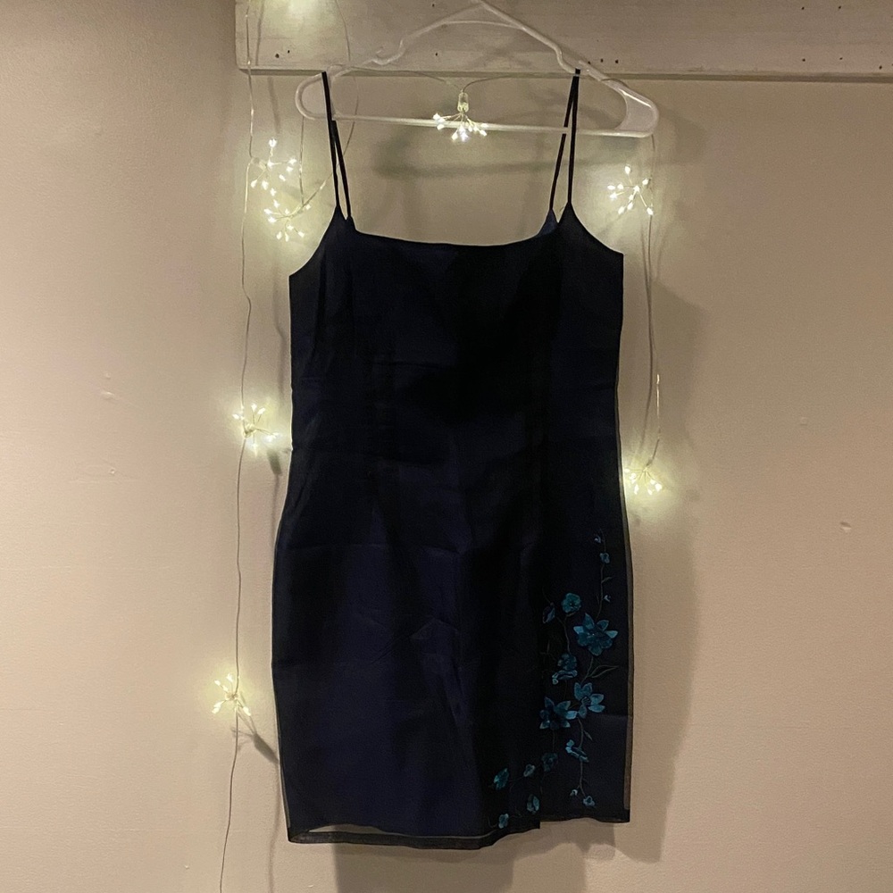 Laundry By Shelli Segal Navy Dress with Teal Stitching
